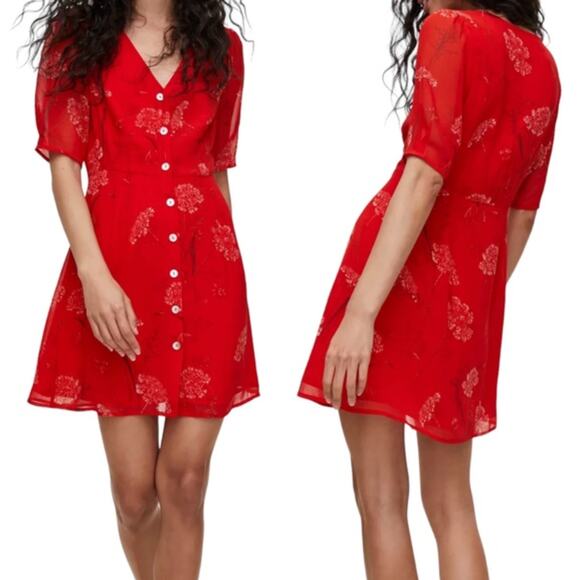 WILFRED x ARITZIA Button Front Dress Flame Scarlet Red {VV31} - Picture 3 of 7